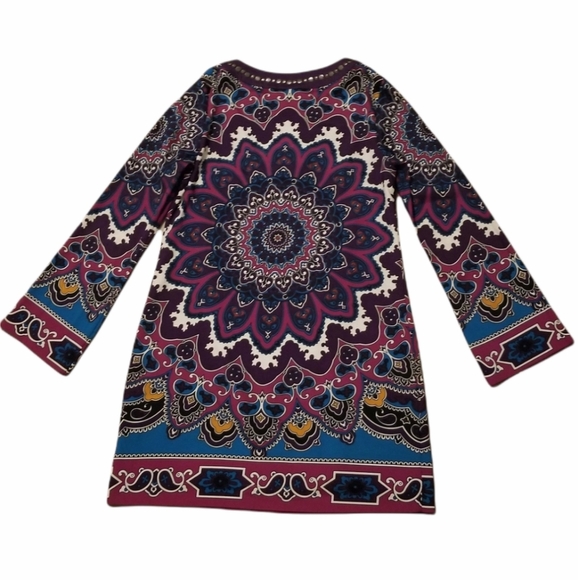 Nicloe Miller Geometric Paisley Purple tunic Shift dress Wrinkle free size 10 - Picture 7 of 12